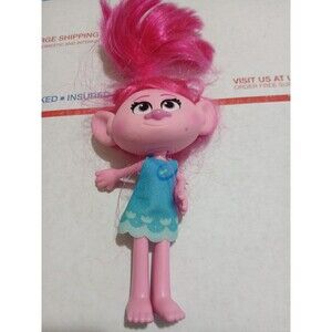 Trolls World Tour Stylin’ Poppy DreamWorks Doll 2019 Toy Figure w/ Blue Dress